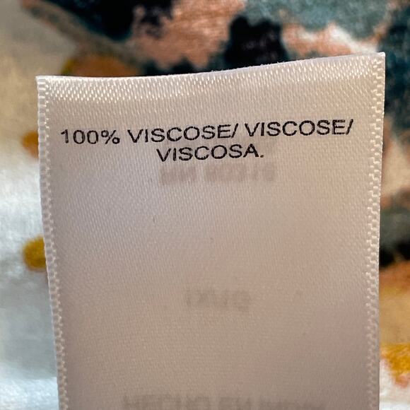 Lucky Brand Ivory Floral Peasant Top Womens Size 1X Tie Neck Boho Blouse - Picture 6 of 8